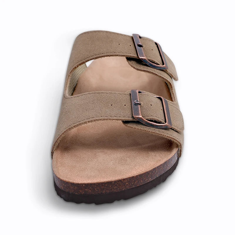 Fashion Women's Suede Mules Slippers Men Clogs Cork Insole Sandals With Arch Support Outdoor Beach Slides Home Shoes