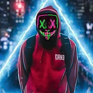 Poptrend Halloween Mask LED Light up Mask Scary mask for Festival Cosplay Halloween Costume Masquerade Parties Carnival Gift