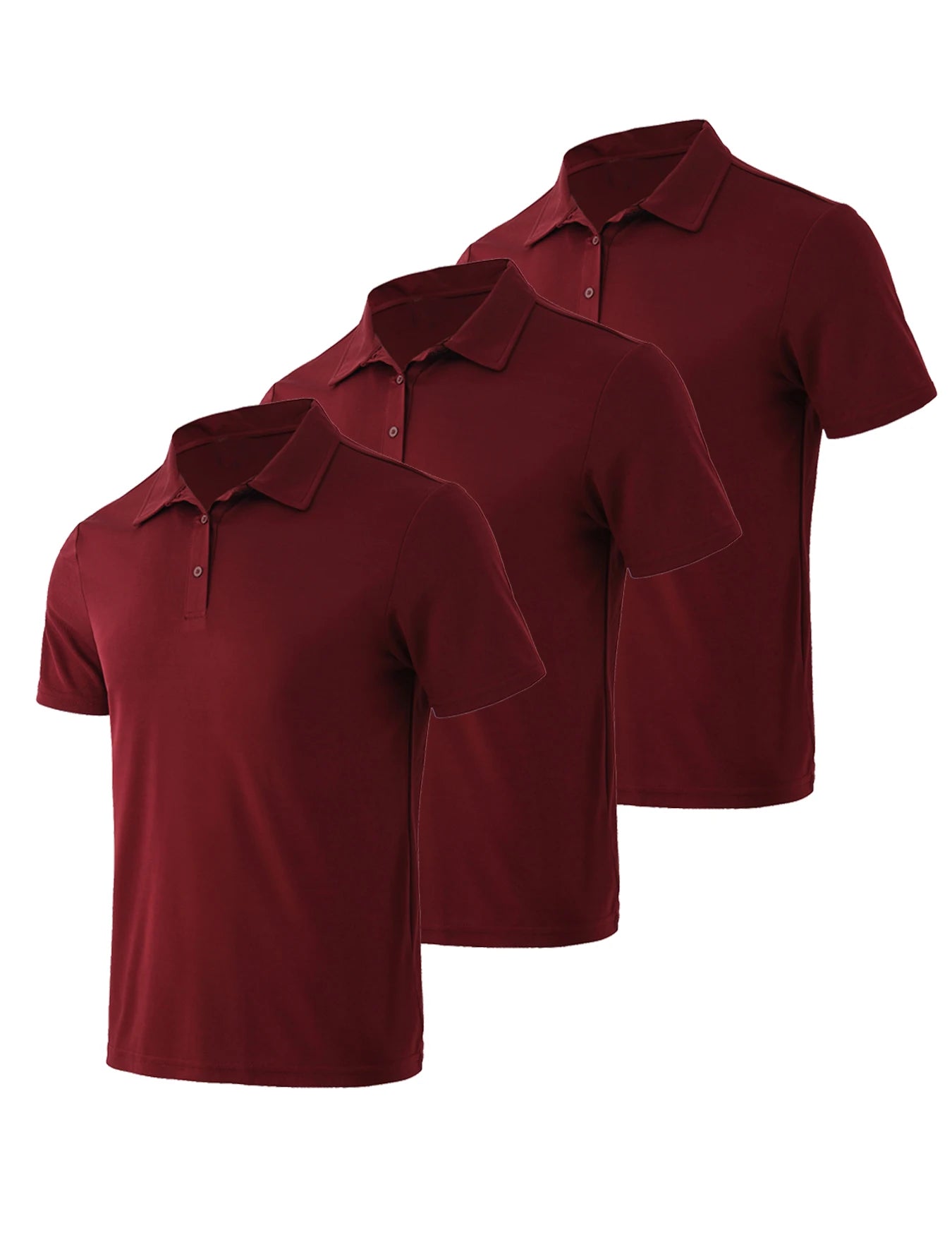 3-piece men's quick drying sport polo shirt stretchy slim fit summer solid color lapel short sleeved top