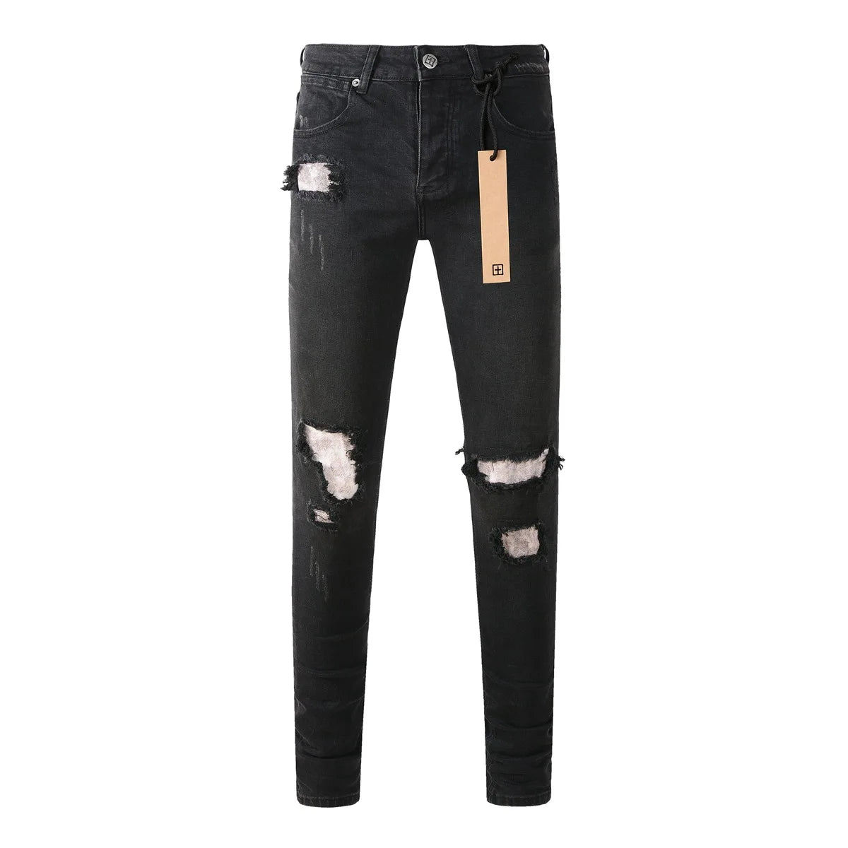 2025 New Fashion Trend High Quality Jeans Classic Retro American High Street Ripped Gray Paint Washed Skinny Jeans Men