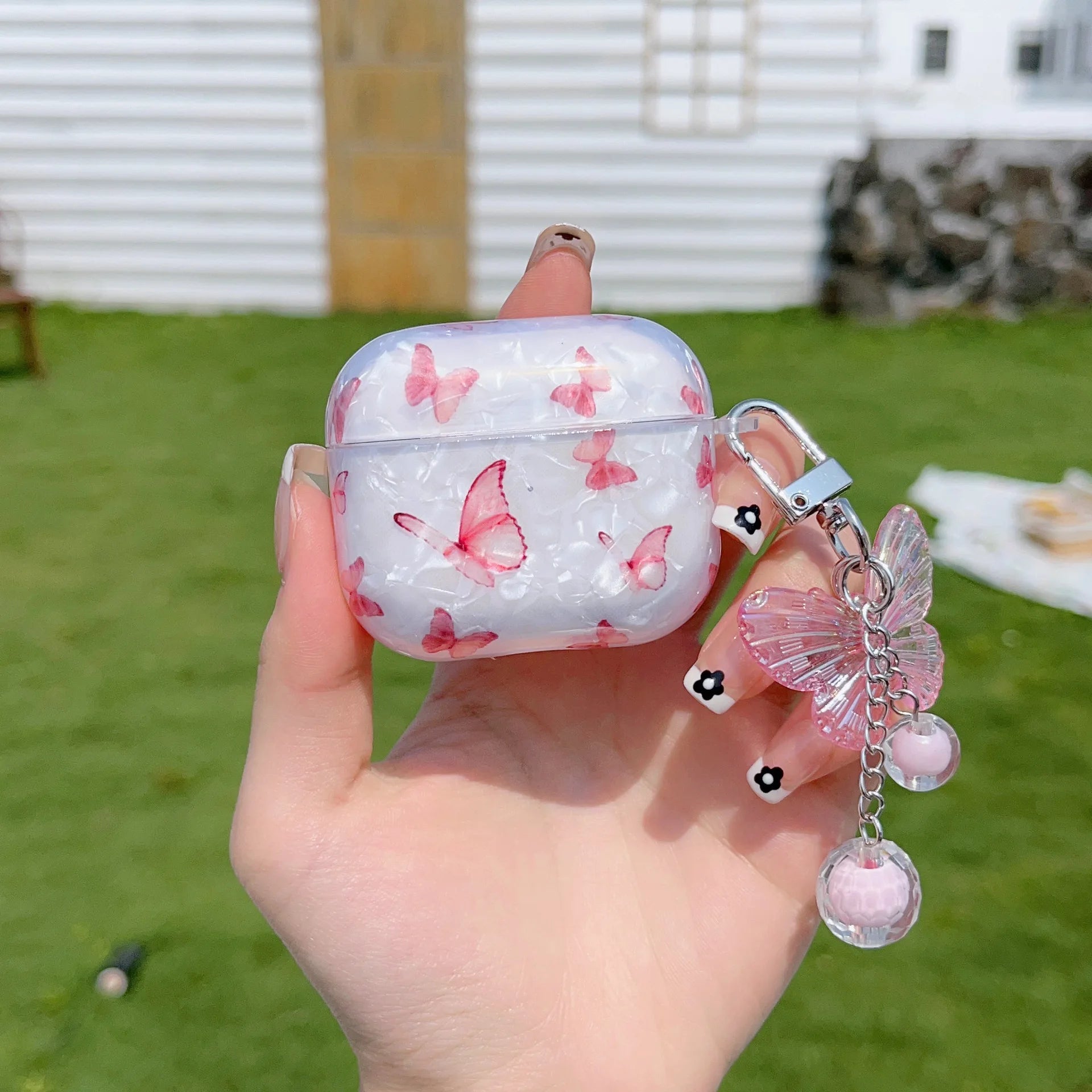 For Airpods Pro 2 Case Transparent Shell Pink Butterfly Case Headphone Cover Headset Shell For Apple Airpod 3 Pro 2nd Generation