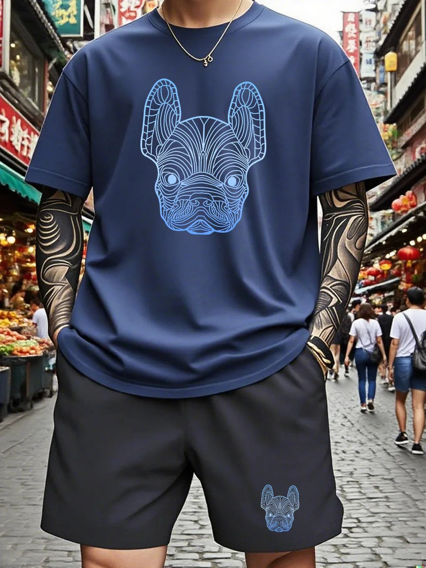 Men's Summer New casual sportswear set Fashion breathable outdoor men's women's short-sleeved T-shirts training shorts