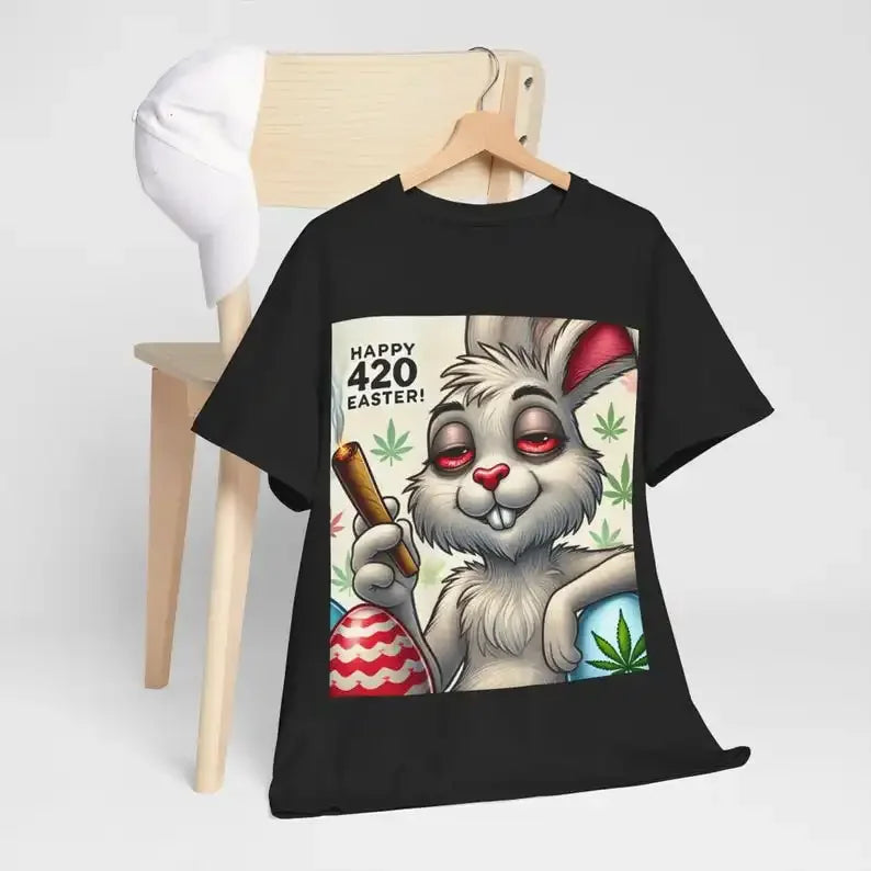 Men 420 Easter Bunny T-Shirt, Funny Stoner Bunny Weed Shirt, Easter 4/20 Gift for Smokers, Happy 420 Easter