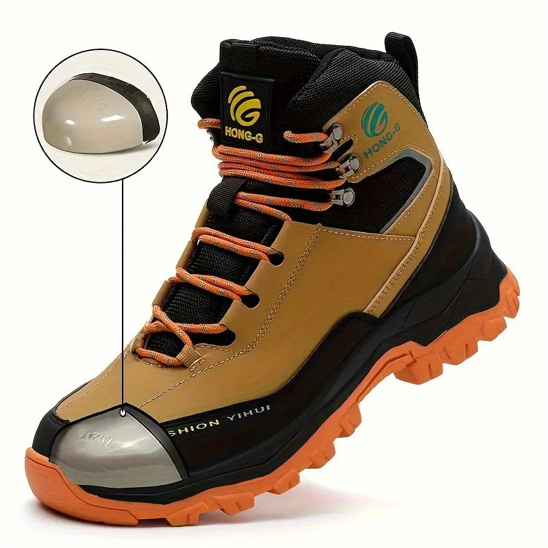 Safety Shoes Steel Toe Boots for Men Slip Resistant Work Shoes Anti-Puncture Anti-smash Work Sneakers Protective Shoes