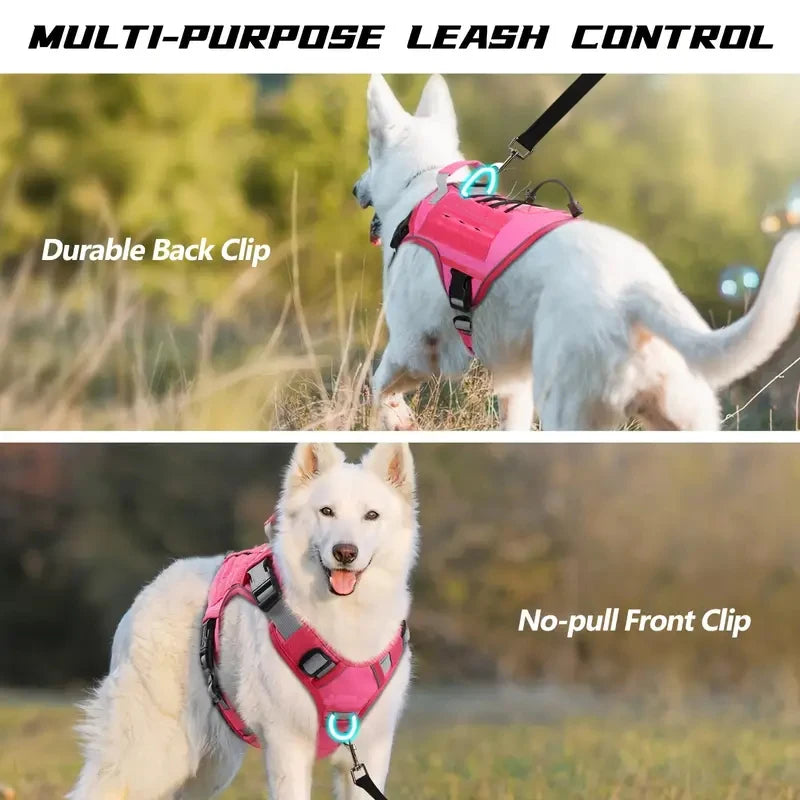 Adjustable No-Pull Tactical Dog Harness with Handle for Large Dogs - Reflective Military Vest for Labrador Retriever, Siberian H
