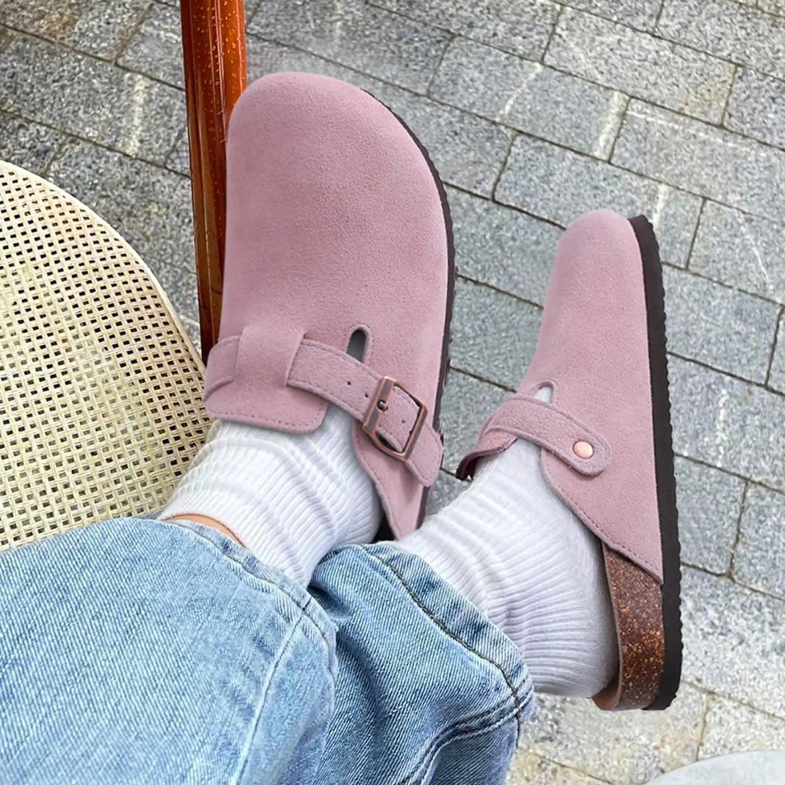 Asgard Women Men Suede Leather Clogs Slippers Fashion Unisex Cork Footbed Sandals Outdoor Antiskid Mules Shoes with Arch Support