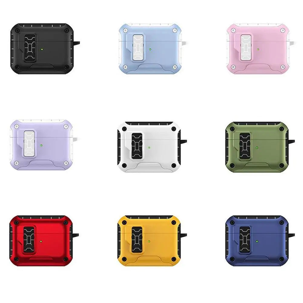 for Airpods Pro 3 (2025) Case with Secure Lock Automatic Pop-up Full Protective Hard Cover with Keychain for AirPods Pro 3