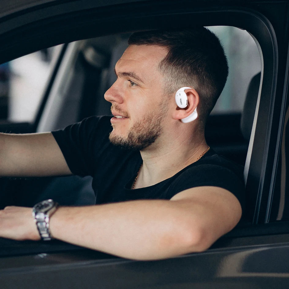 Refurbished TOZO OpenEgo Headsets Open Ear Headphone Bluetooth Dual Mic Clear Call Earphones with Earhooks IPX5 Water-resistant