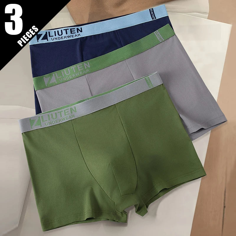 3/4 Pieces Men's Solid Color Casual And Fashionable Underwear Shorts Youth Sports Comfortable Boxer Shorts Sexy Beach Shorts