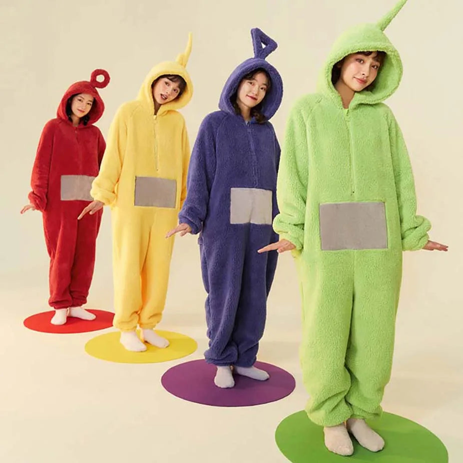 Adults Kids Onesies Soft Long Sleeves Pajamas Dipsy Tinky Winky Po Lala Costumes Home Clothes Women Unisex Homewear