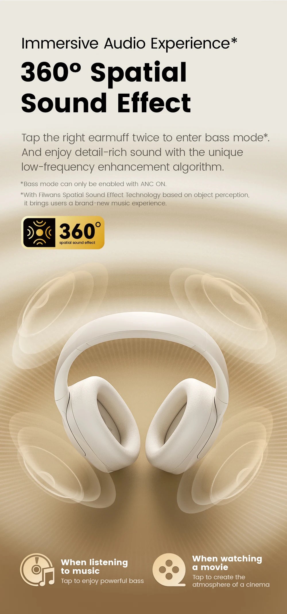 Filwans H Zero pro -50dB ANC Headphones Hi-Res AUDIO Wireless Bluetooth 5.4 5 Microphone Headset 3.5mm PC Gaming Gamer Earphones