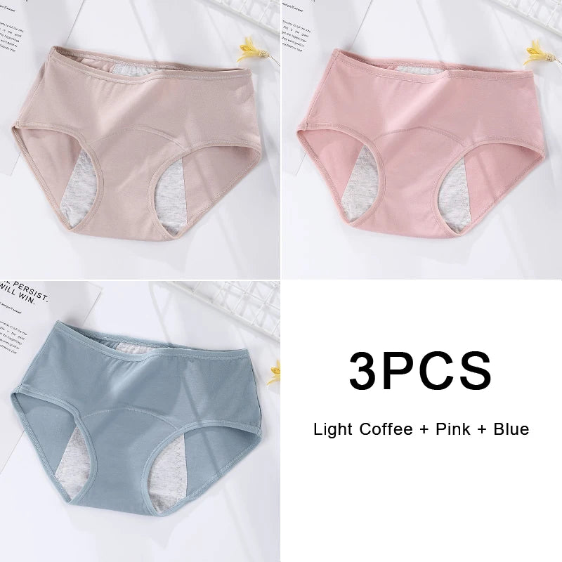 3PCS/set Women's menstrual briefs large flow postpartum water absorption leakproof briefs women's pure cotton menstrual briefs