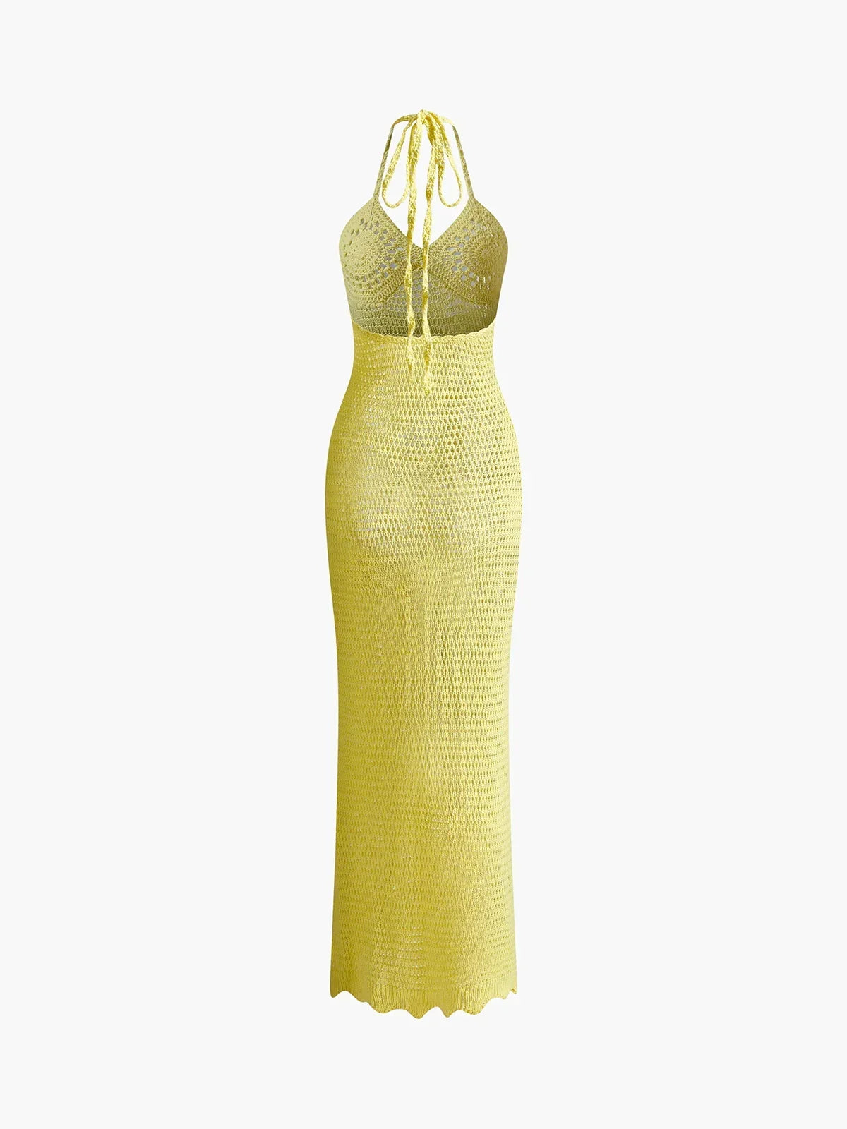 Solid Colour Sexy Knit Cut Out Holiday Beach Dresses Women's 2025 Summer Sexy V-Neck Spaghetti Strap Bodycon Maxi Dress K32