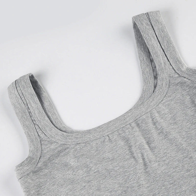 BIIKPIIK Solid Square Collar Women Rompers Casual Sleeveless Knit Playsuits Sporty Jogging Slim Fit Overalls Body-shaping Summer