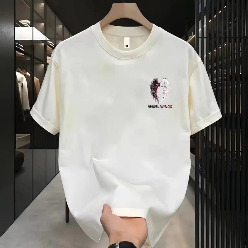 2025 new hot style casual high-end men's short-sleeved T-shirt 2025 summer 100% cotton T-shirt trendy brand all-match top