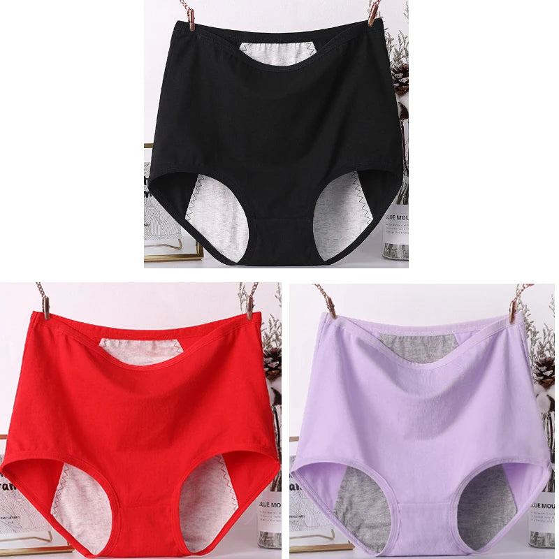 3pcs Girl Menstrual Panties Women's Physiological Briefs Ladies Period Leak Proof Panty High Waist Cotton Underwear