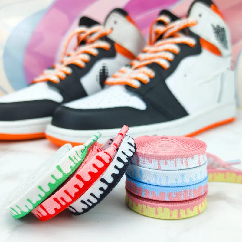 1Pair Af1 Shoelaces for Sneakers Rainbow ice Cream Flat Shoelace Elastic Laces Shoes Strings 120/140/160CM Width 0.8cm