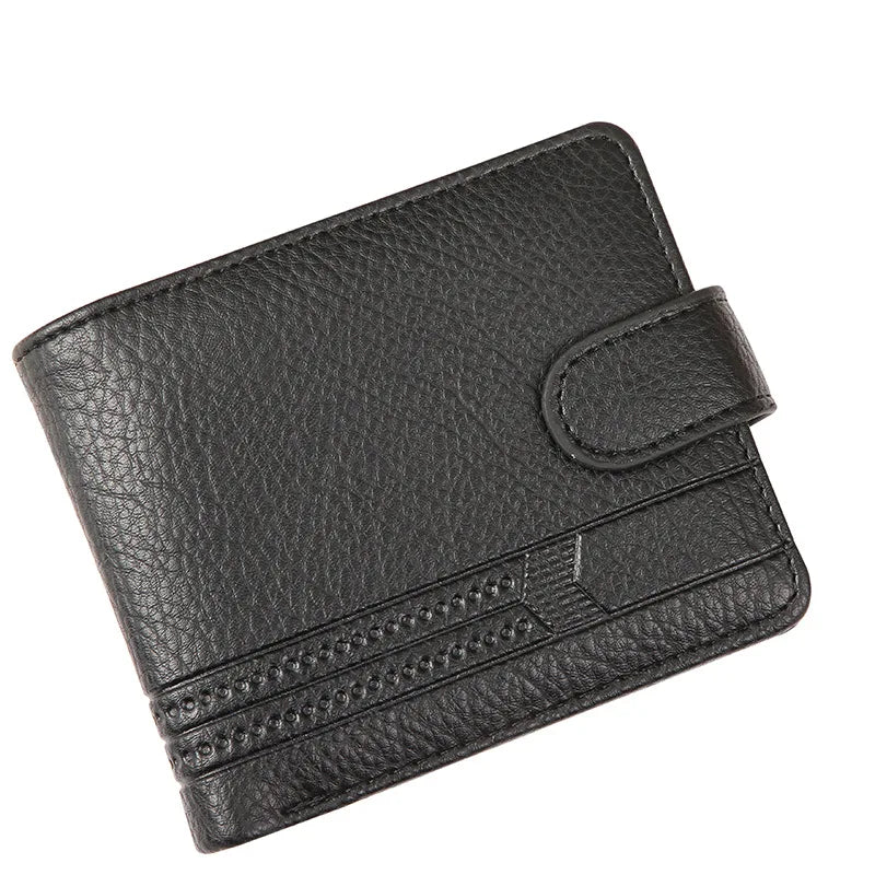 PU Leather Men's Short Wallet Multi Functional Zipper Buckle Men's Purse Business Short Multi Card Slot Money Bag