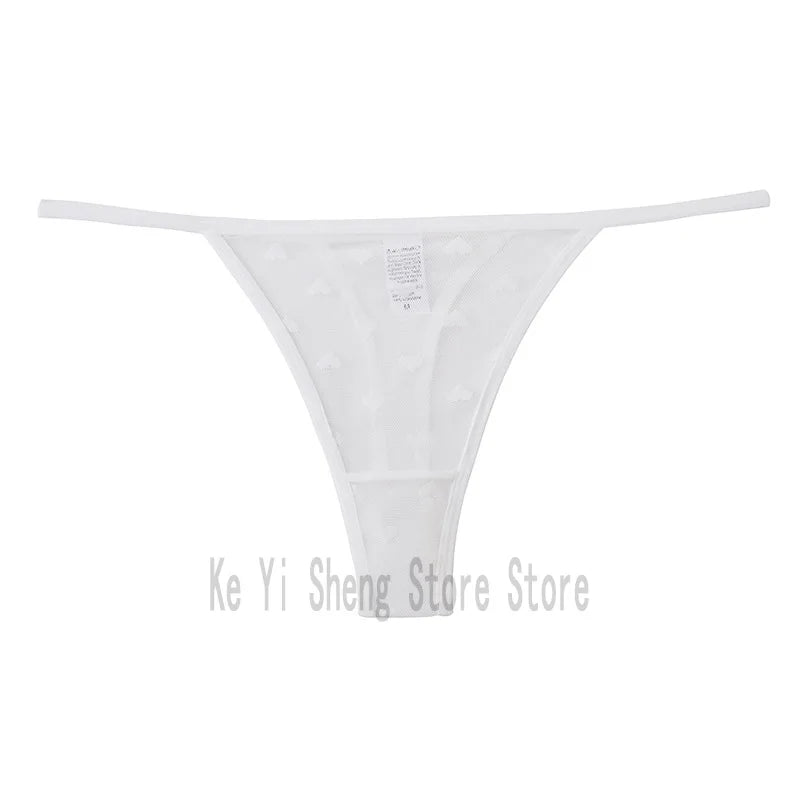 1PCS of women's thong, low-waist, transparent, sexy heart-shaped, breathable and seamless underwear for women