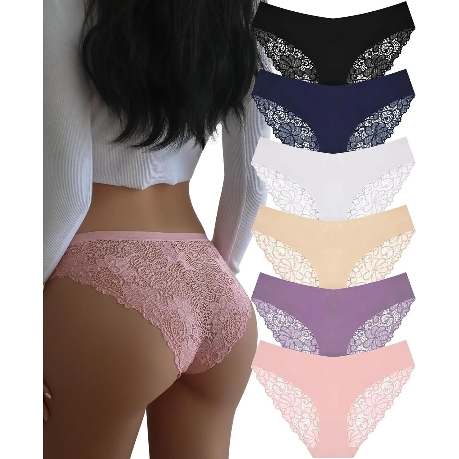 Sexy Cheeky Womens Underwear Comfortable Seamless Panties Luxurious Lace Bikini Briefs