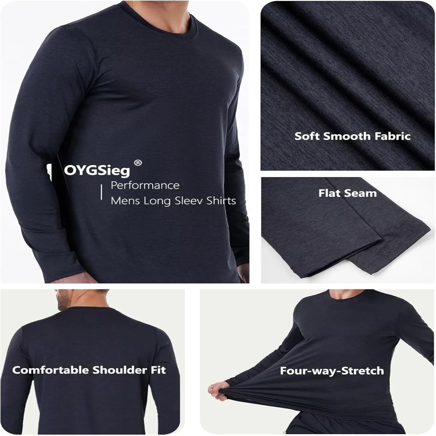 1 Pack Men's Quick Dry Long Sleeve Shirts Moisture Wicking  Protection UV UPF  Performance T-Shirt for Casual