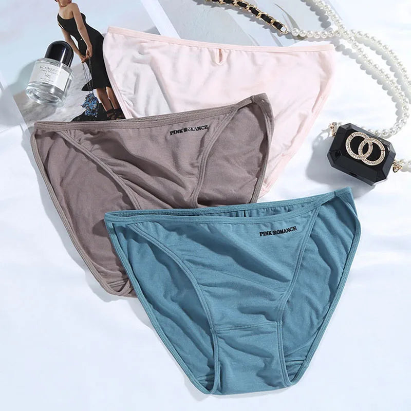 Soft Modal Women's Underwear Sexy Low Waist Panties Solid Color Briefs Summer High Elastic Female Bikini Ladies Lingerie 5pcs