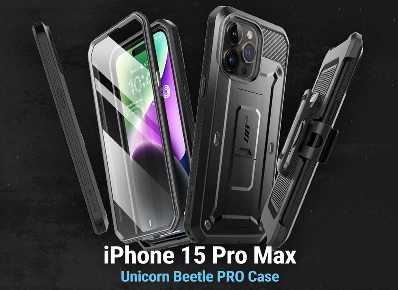SUPCASE For iPhone 15 Pro Max Case 6.7" (2023) UB Pro Full-Body Rugged Heavy Duty Rugged Case with Built-in Screen Protector