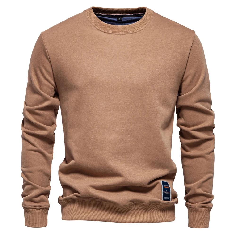 AIOPESON Cotton-blend Mens Crew Neck Solid Color Sweatshirts Pullover Casual Sport Sweatshirt for Men