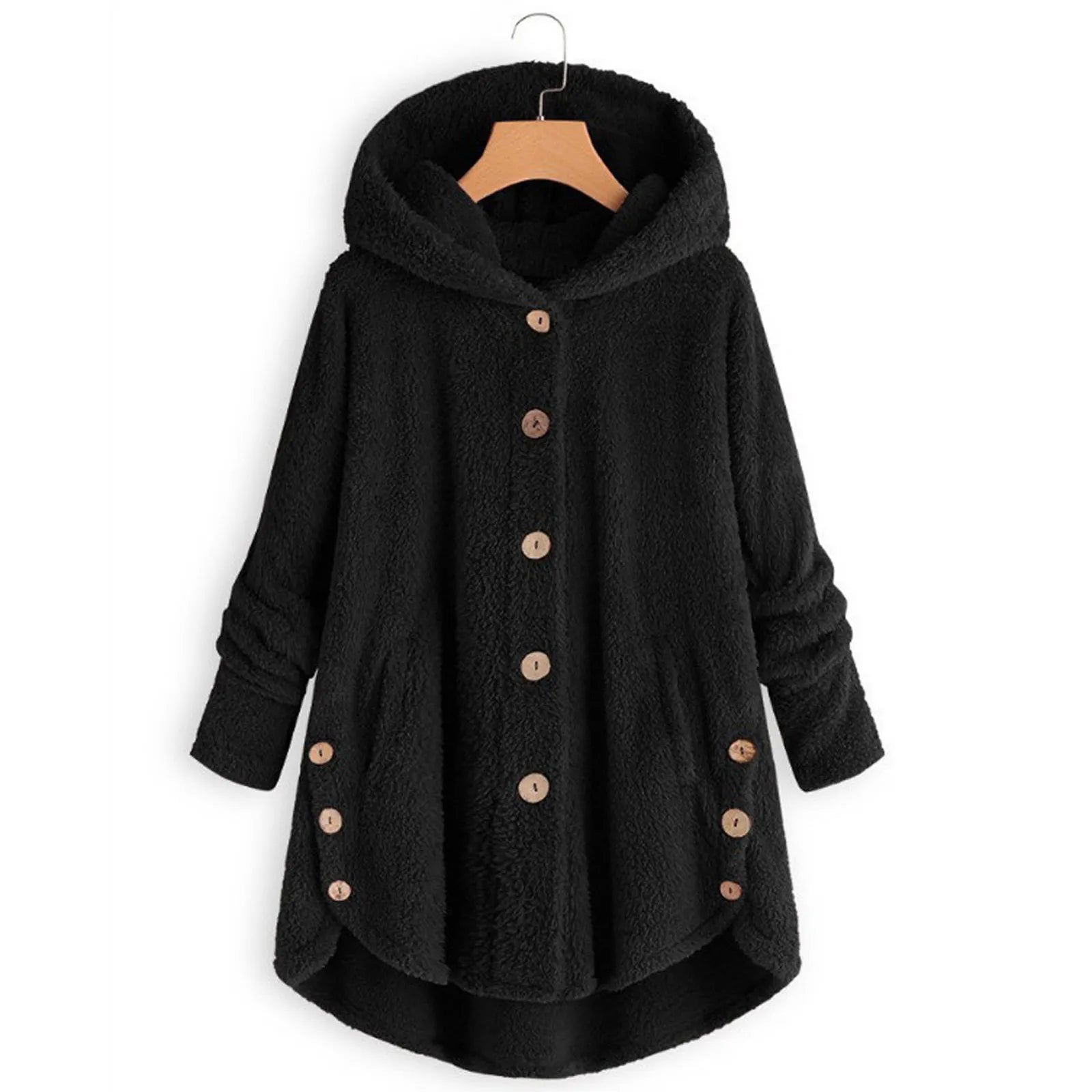 Autumn Winter Coat Women Warm Coat Wool Jacket Female Plush Coat Hooded Jacket New Women's Coats Solid Color Jacket