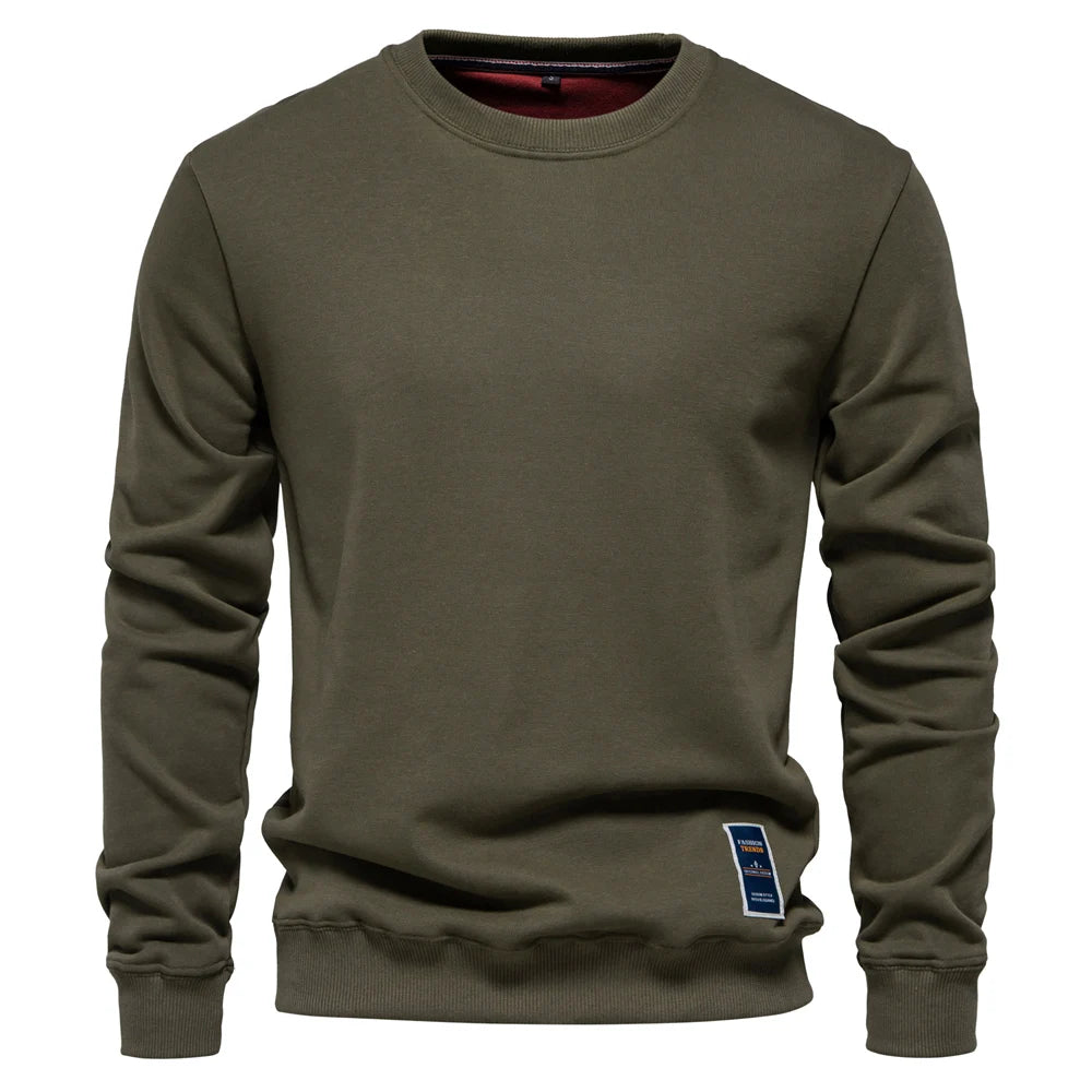 AIOPESON Cotton-blend Mens Crew Neck Solid Color Sweatshirts Pullover Casual Sport Sweatshirt for Men