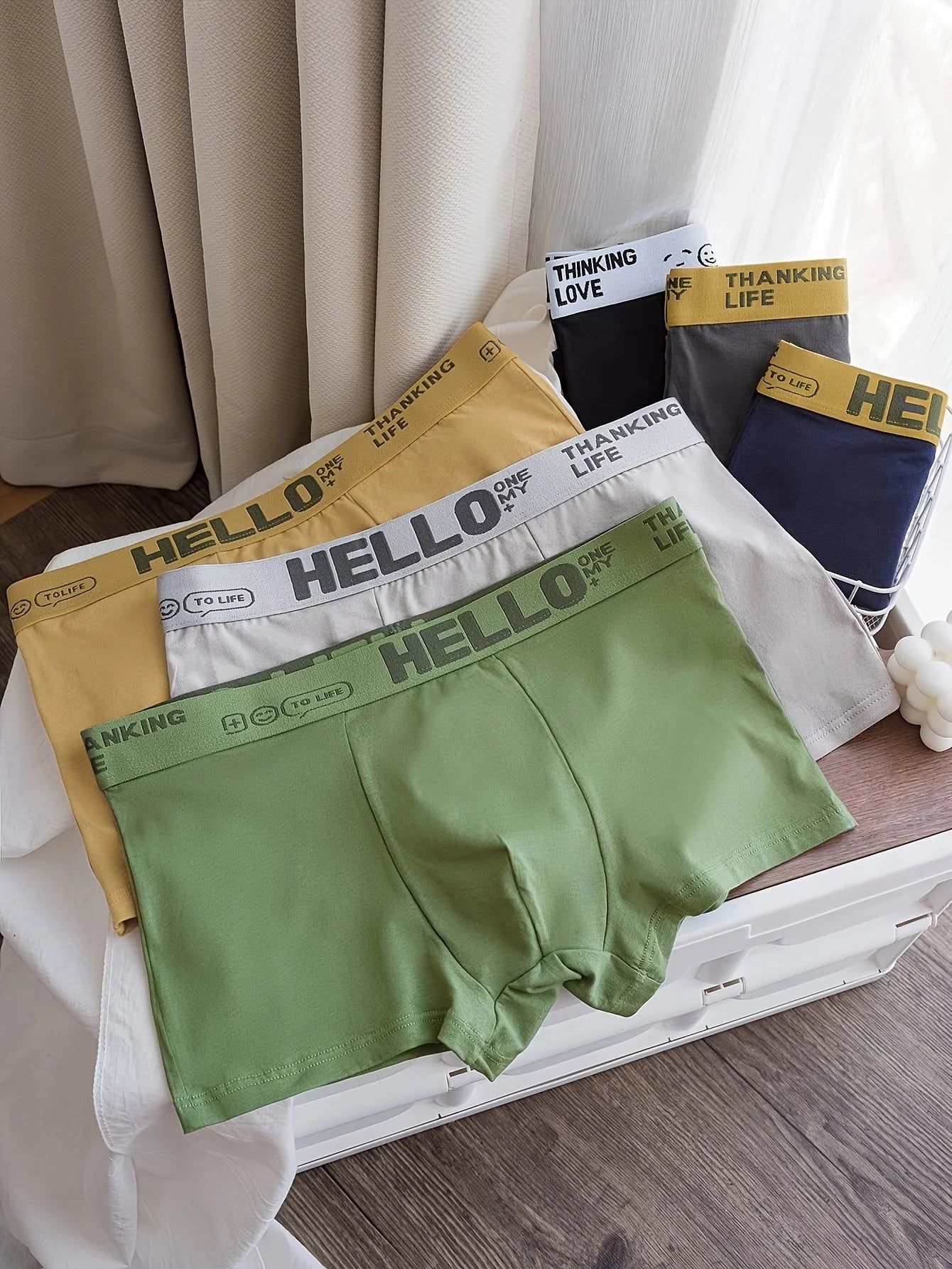 6 pieces of men's cotton comfortable breathable and moisture absorbing boxer shorts, daily wear simple men's underwear