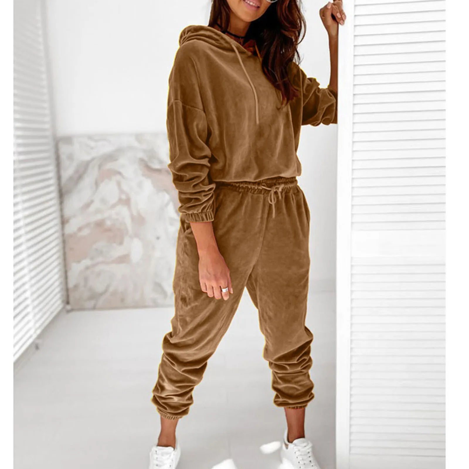 Party Outfit Women's Spring And Autumn Winter Hoodie Set Solid Color Casual Fashion Sports Pants Two plus Size Snow Bib Overalls