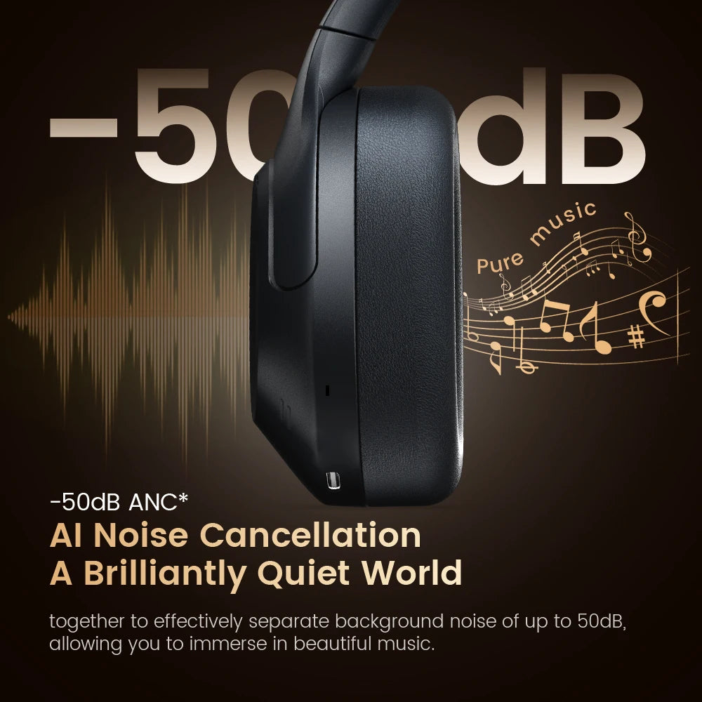 Filwans H Zero pro -50dB ANC Headphones Hi-Res AUDIO Wireless Bluetooth 5.4 5 Microphone Headset 3.5mm PC Gaming Gamer Earphones