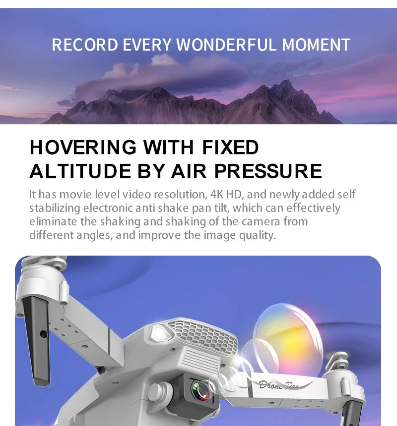 2025 New E88 Pro WiFi FPV Drone - 1080P/4K Single/Dual Camera, Wide-Angle HD, Altitude Hold, Foldable Quadcopter, RC Helicopter
