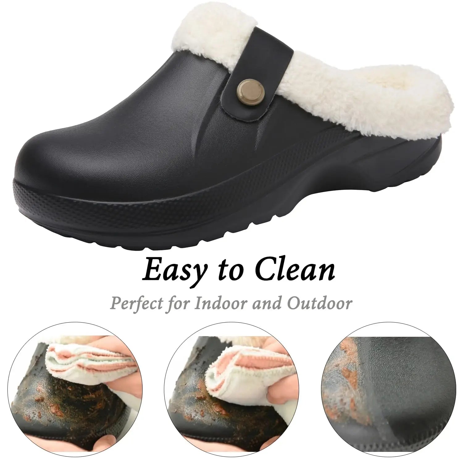 New Men Waterproof Slippers Women Men Fur Clogs Slippers Winter Men Garden Shoes Outdoor Antiskid Mules Indoor Soft House Shoes
