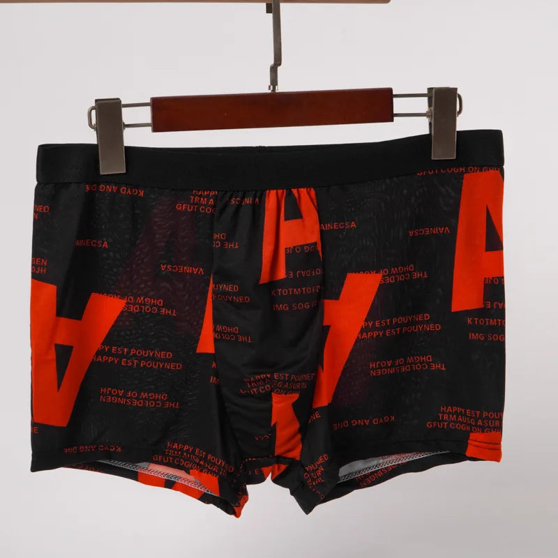 4PCS Men's Letter Printed Black Boxers Summer Sports Breathable Underwear Men's Comfortable And Casual Boxers Men Underwear