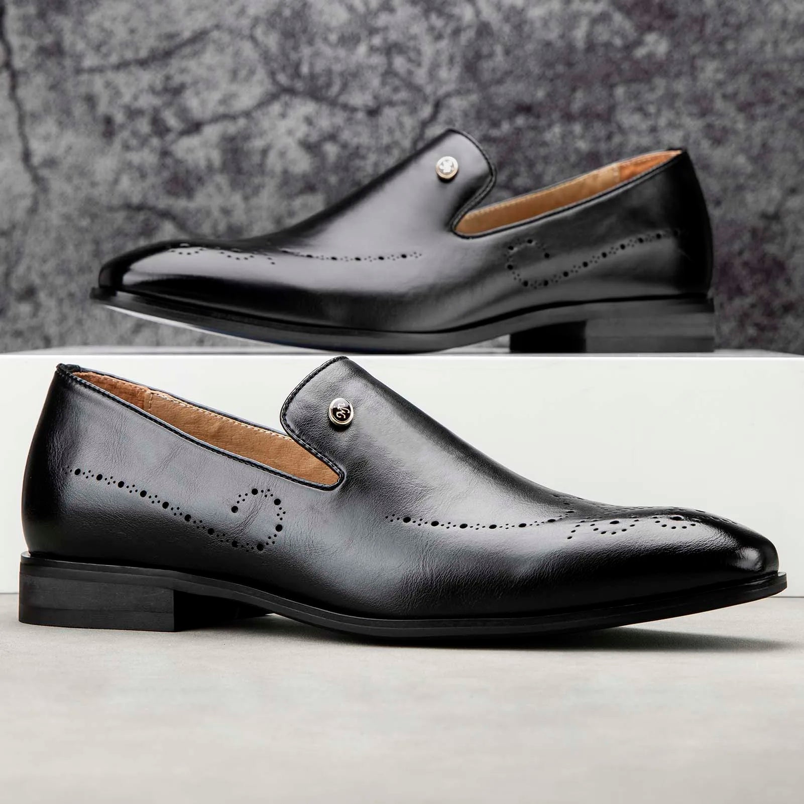 Men's Genuine Leather Loafers Stylish Wedding & Formal Dress Shoes for Parties & Special Occasions