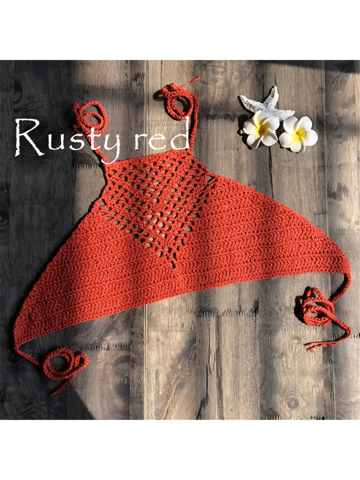 7 Colors Crochet Knitted Halter Bikini Top Female Swimsuit Women Swimwear Bather Bathing Suit Swim Hollow Out Beach Top V4192