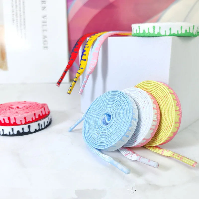 1Pair Af1 Shoelaces for Sneakers Rainbow ice Cream Flat Shoelace Elastic Laces Shoes Strings 120/140/160CM Width 0.8cm