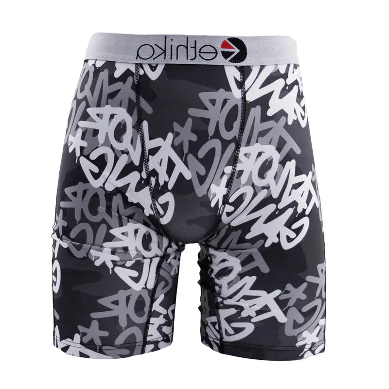ETHIKA Underwear 1Pcs Men Sexy Printed Boxershorts Breathable Mens Trunks Plus Size S-3XL Man Swimming Underpants Men's Panties