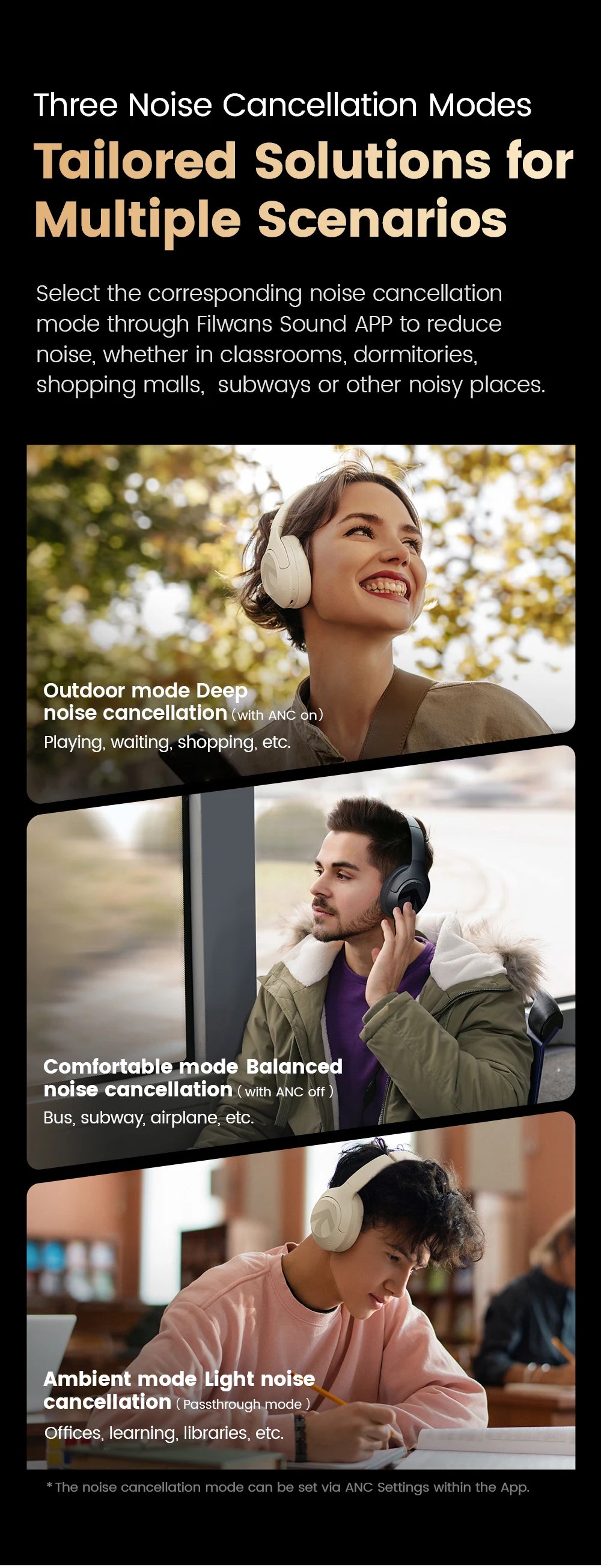 Filwans H Zero pro -50dB ANC Headphones Hi-Res AUDIO Wireless Bluetooth 5.4 5 Microphone Headset 3.5mm PC Gaming Gamer Earphones