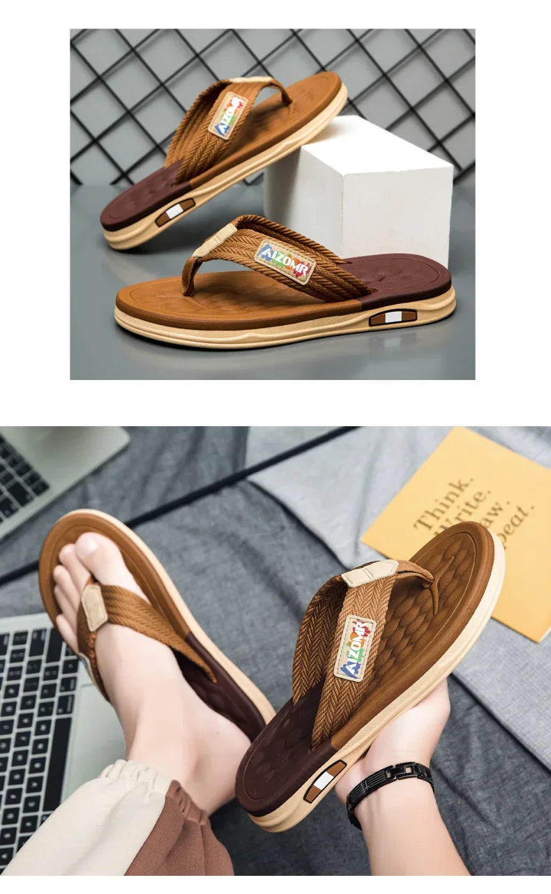 The 2025 new flip-flops for men are suitable for summer outdoor wear. They are anti-slip beach soft-soled flip-flops for men, wh