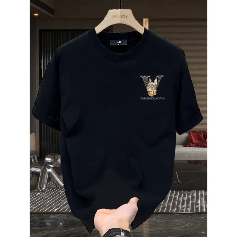 100% Cotton Short-sleeved Young Men's and Women's T-shirts 2024 Summer New Loose Casual Round Neck Designer Printing Pattern