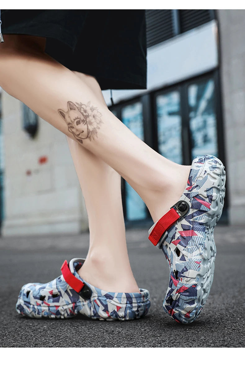 Shoes Men's Clogs Slippers Sandals 46 47 Male Garden Shoes Flat Camouflage Sandals Male Big Size Outdoor Flip Flops Home Clogs