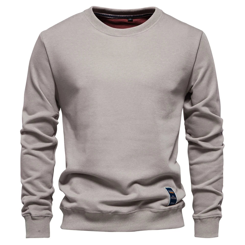 AIOPESON Cotton-blend Mens Crew Neck Solid Color Sweatshirts Pullover Casual Sport Sweatshirt for Men