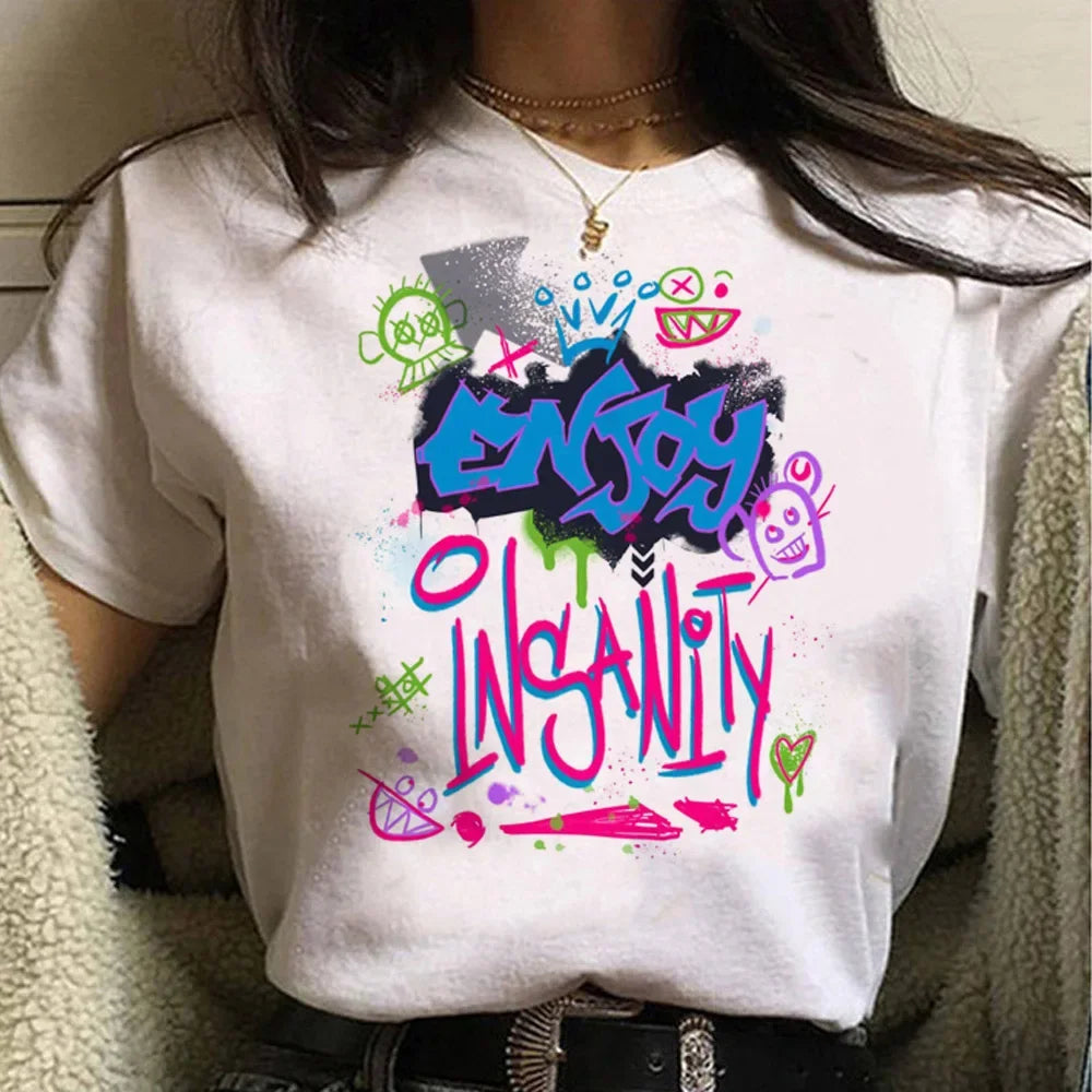 Jinx Arcane Monkey T Shirt Anime Cosplay Tees Women Men Unisex Grunge Aesthetic Short Sleeve Cartoon Print Summer Streetwear