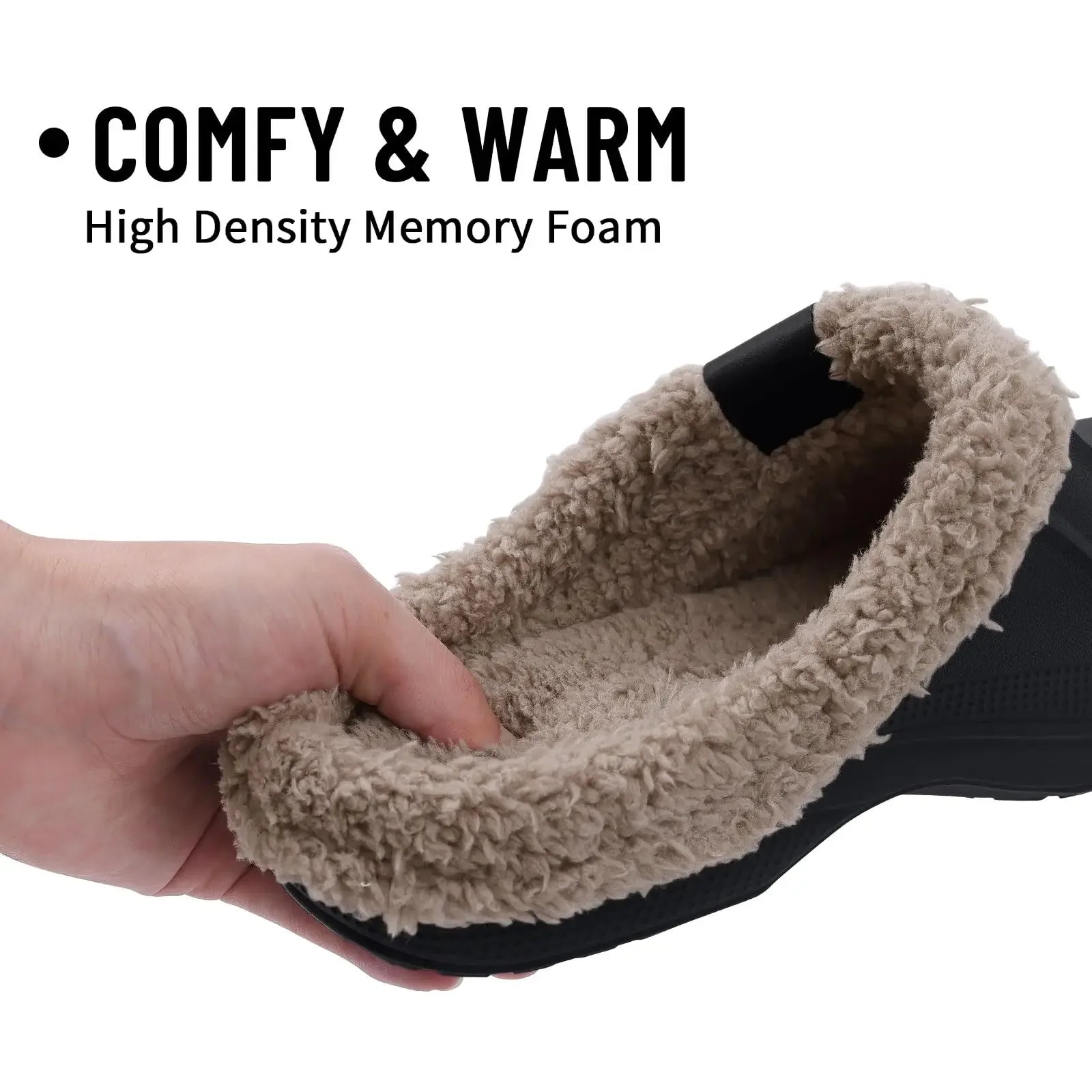 Eyriphy Classic Fur Lined Clogs For Women Waterproof Winter Fuzzy Slippers Mens Cotton Shoes For Indoor And Outdoor Rubber Soles