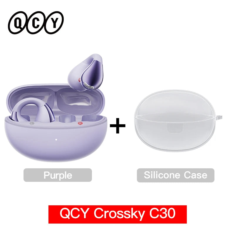 QCY Crossky C30 Wireless Earphones Bluetooth 5.4 Ear clip TWS Sports Earbuds Open Ear Earclip Dual-Connection Headphone