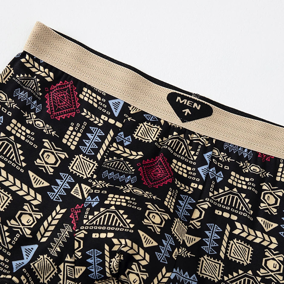 5 Pcs Fashionable And Versatile Printed Underwear For Men In All Seasons Comfortable Plus Size Youth Boxer Shorts Casual Shorts