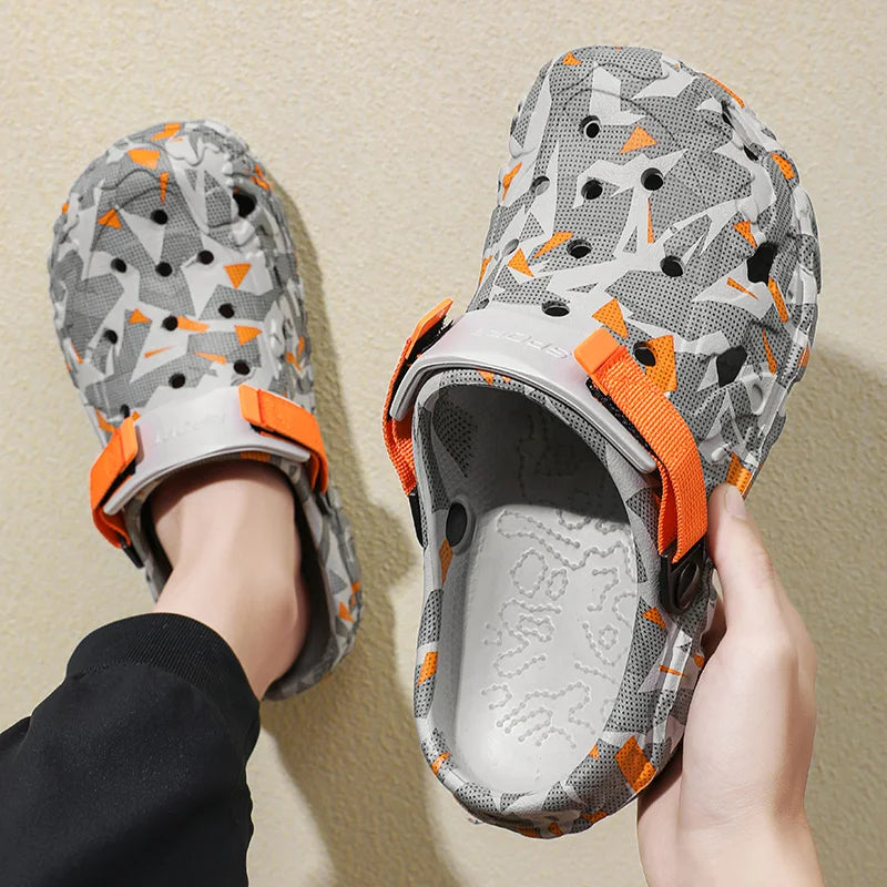 Shoes Men's Clogs Slippers Sandals 46 47 Male Garden Shoes Flat Camouflage Sandals Male Big Size Outdoor Flip Flops Home Clogs